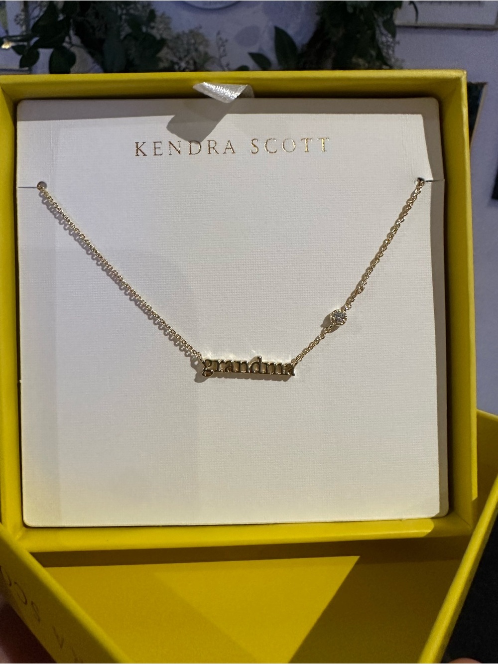 Kendra Scott Gold color 'over brass/rhodium grandma' Script Nameplate Necklace